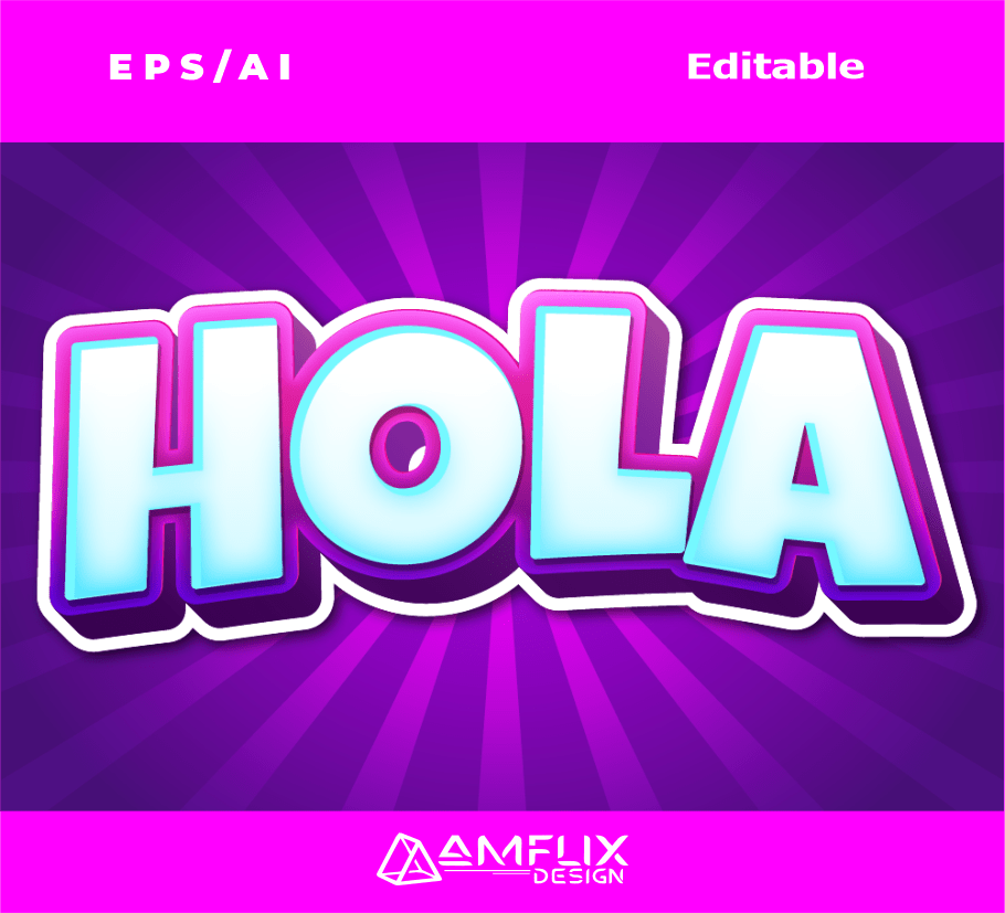 letras 3D editables morado con texto hola